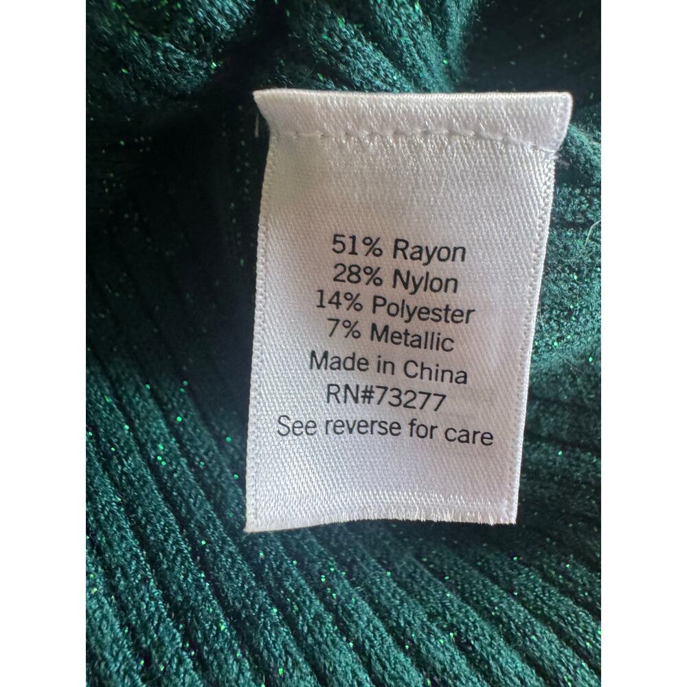 Nine West Teal Metallic Ribbed Sweater XXL V Neck Long Sleeve - Picture 11 of 12